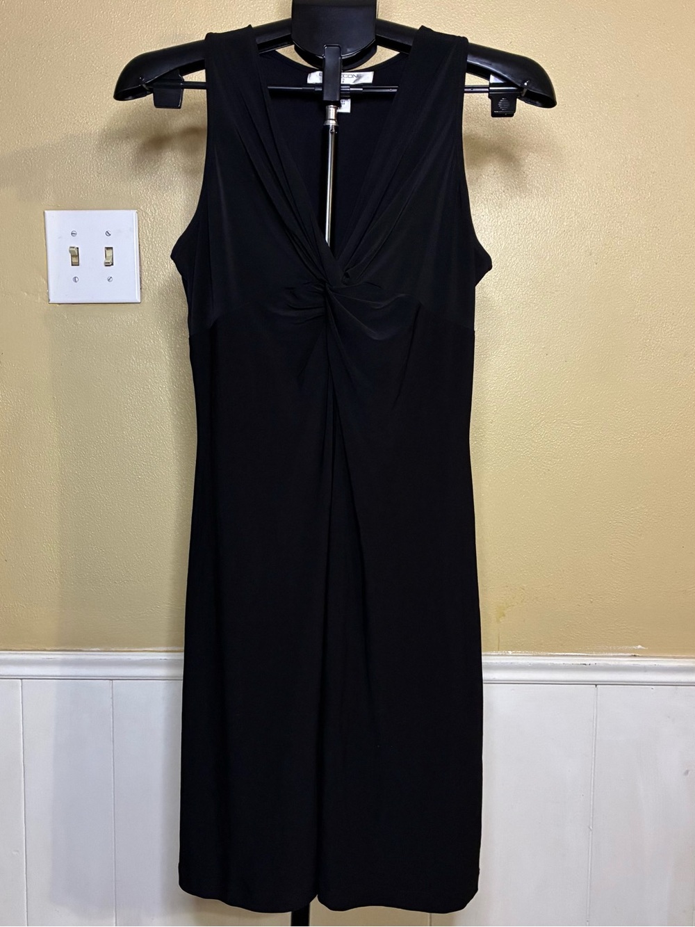 Evan Picone Black Twist-Front Sleeveless Sheath Dress